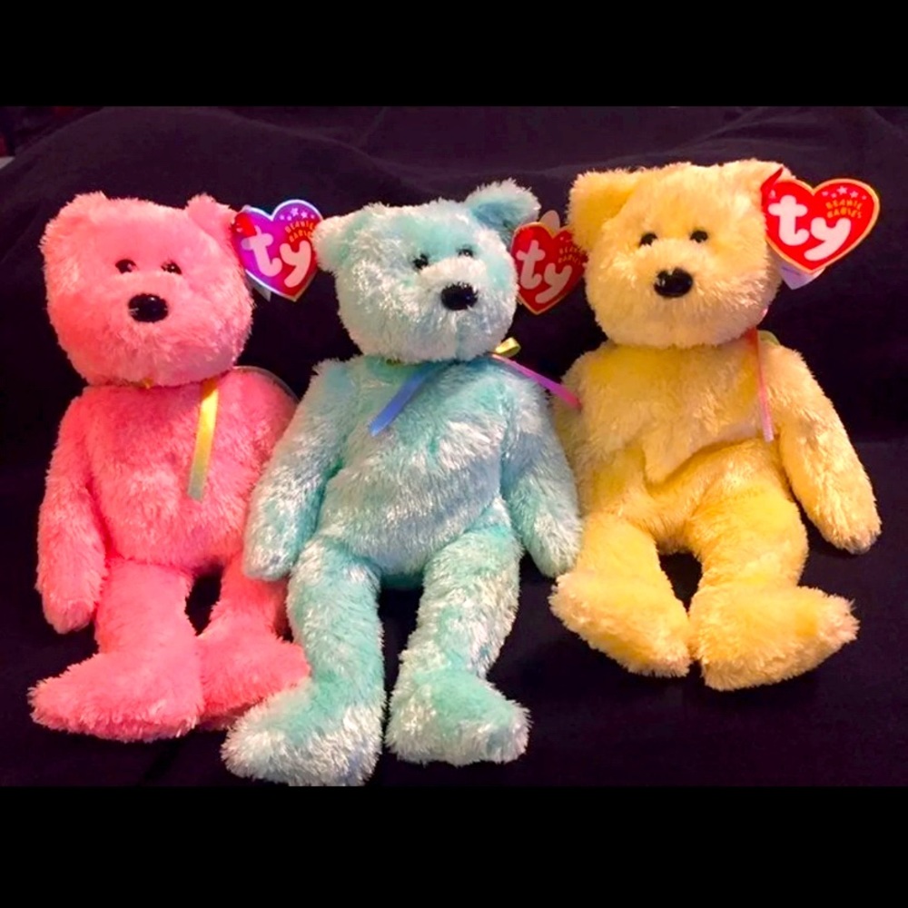Rare set of (3) ‘The Sherberts’ beanie babies No Errors! All 3 are Identifiable!